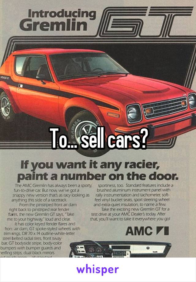 To... sell cars?