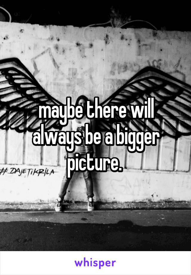 maybe there will always be a bigger picture. 