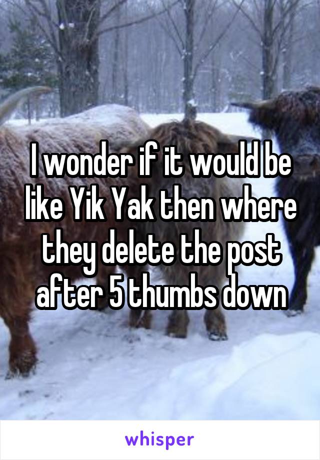 I wonder if it would be like Yik Yak then where they delete the post after 5 thumbs down