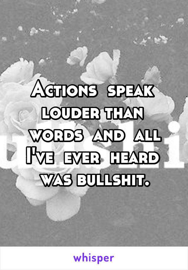Actions  speak  louder than  words  and  all I've  ever  heard  was bullshit.