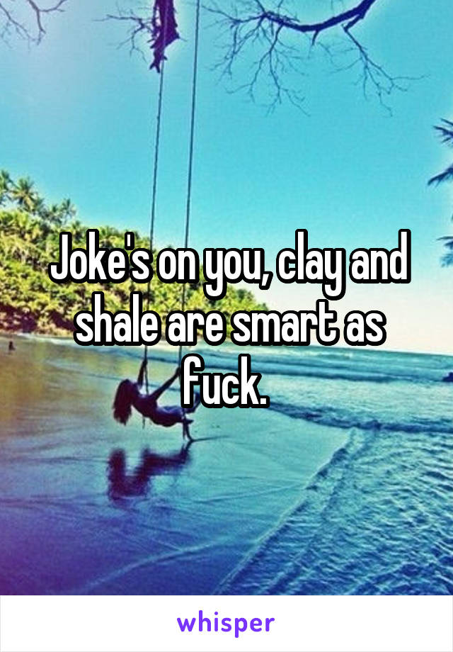 Joke's on you, clay and shale are smart as fuck. 