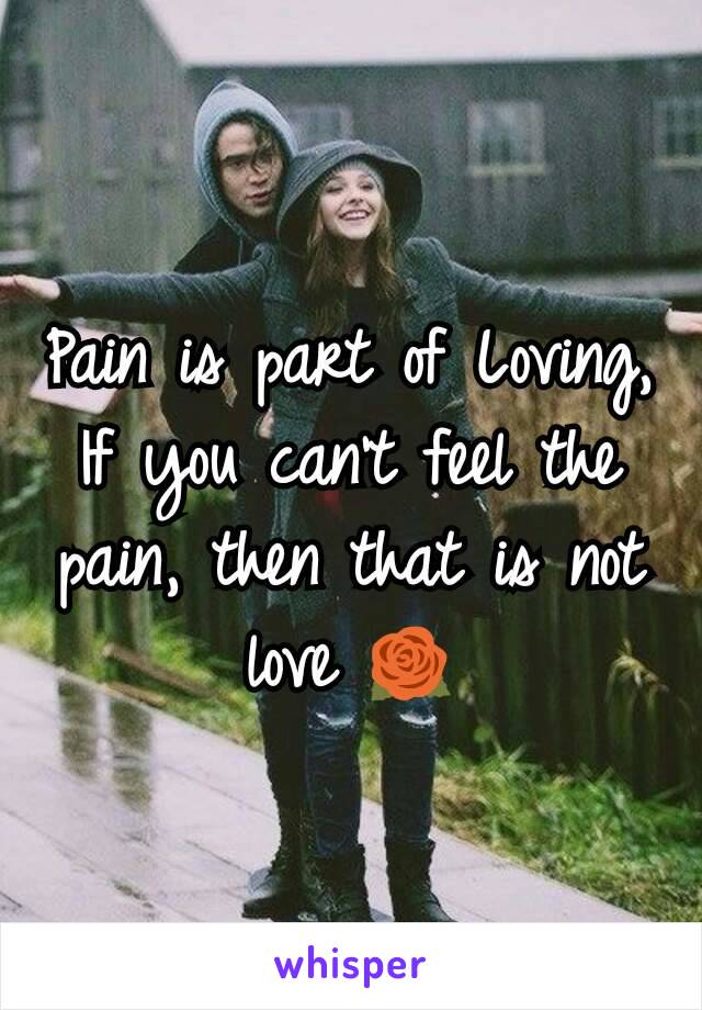 Pain is part of Loving, If you can't feel the pain, then that is not love 🌹
