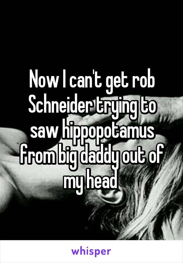 Now I can't get rob Schneider trying to saw hippopotamus from big daddy out of my head 