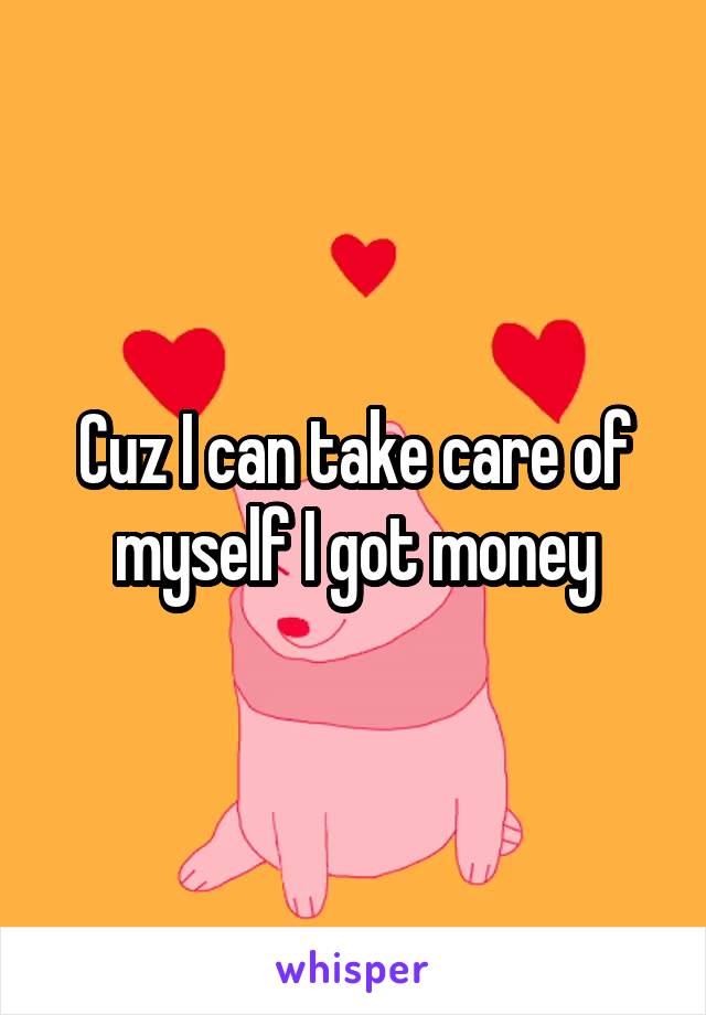 Cuz I can take care of myself I got money