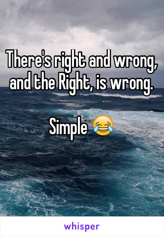 There's right and wrong, and the Right, is wrong.

Simple 😂
 