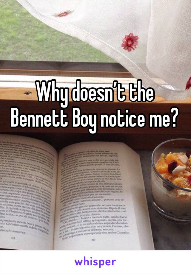 Why doesn’t the Bennett Boy notice me?