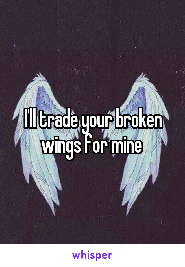 I'll trade your broken wings for mine 