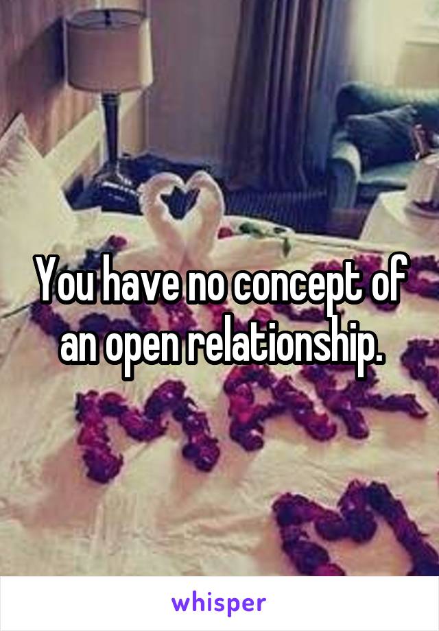 You have no concept of an open relationship.