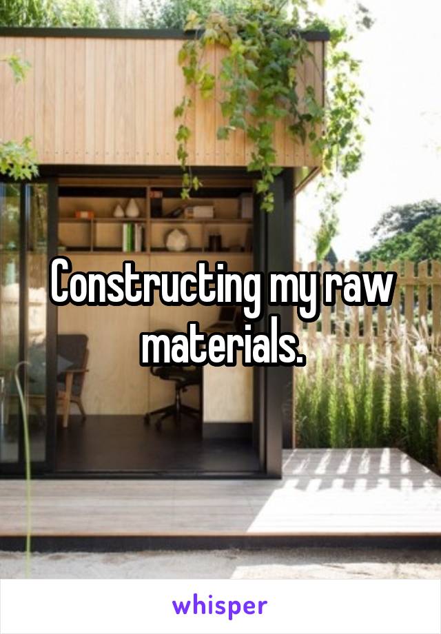 Constructing my raw materials.