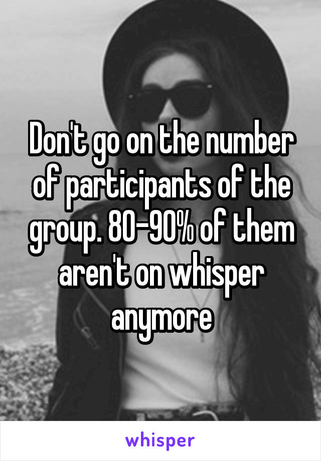 Don't go on the number of participants of the group. 80-90% of them aren't on whisper anymore