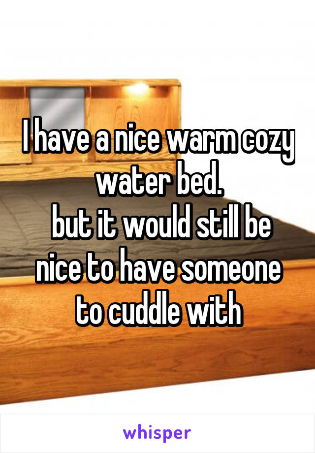 I have a nice warm cozy water bed.
 but it would still be nice to have someone to cuddle with