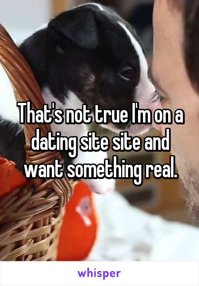 That's not true I'm on a dating site site and want something real.