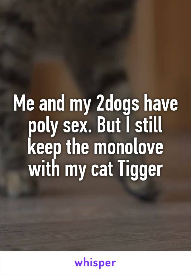 Me and my 2dogs have poly sex. But I still keep the monolove with my cat Tigger