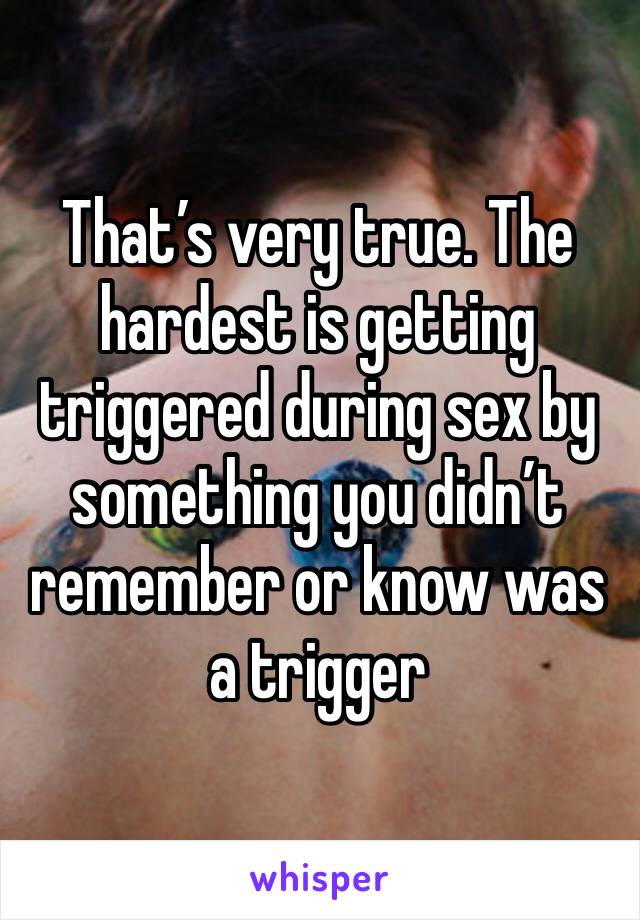 That’s very true. The hardest is getting triggered during sex by something you didn’t remember or know was a trigger
