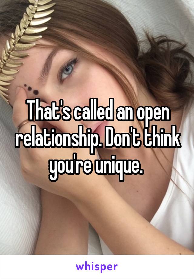 That's called an open relationship. Don't think you're unique. 