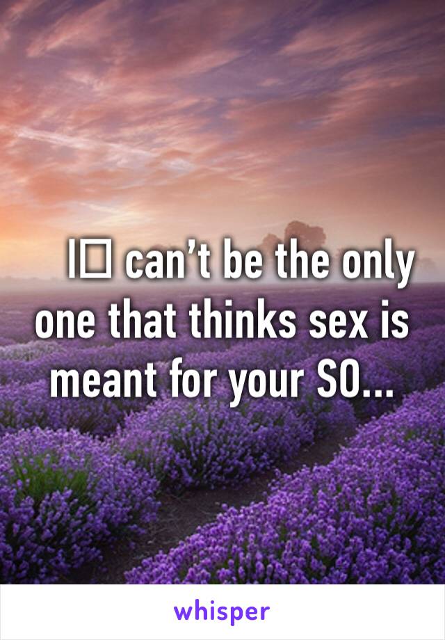 I️ can’t be the only one that thinks sex is meant for your SO...