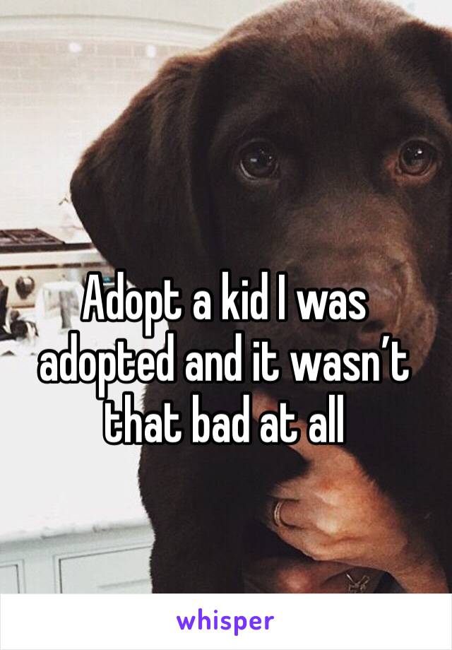 Adopt a kid I was adopted and it wasn’t that bad at all