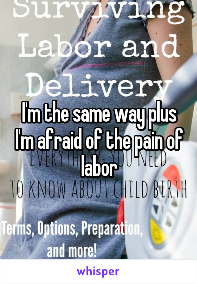 I'm the same way plus I'm afraid of the pain of labor