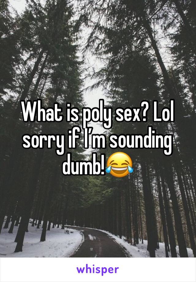 What is poly sex? Lol sorry if I’m sounding dumb!😂