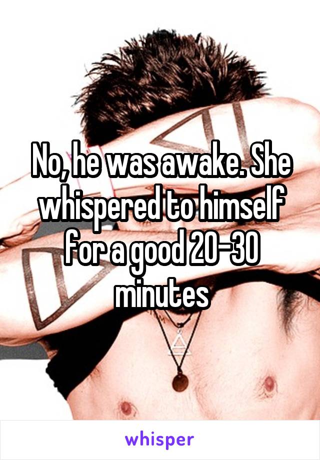 No, he was awake. She whispered to himself for a good 20-30 minutes