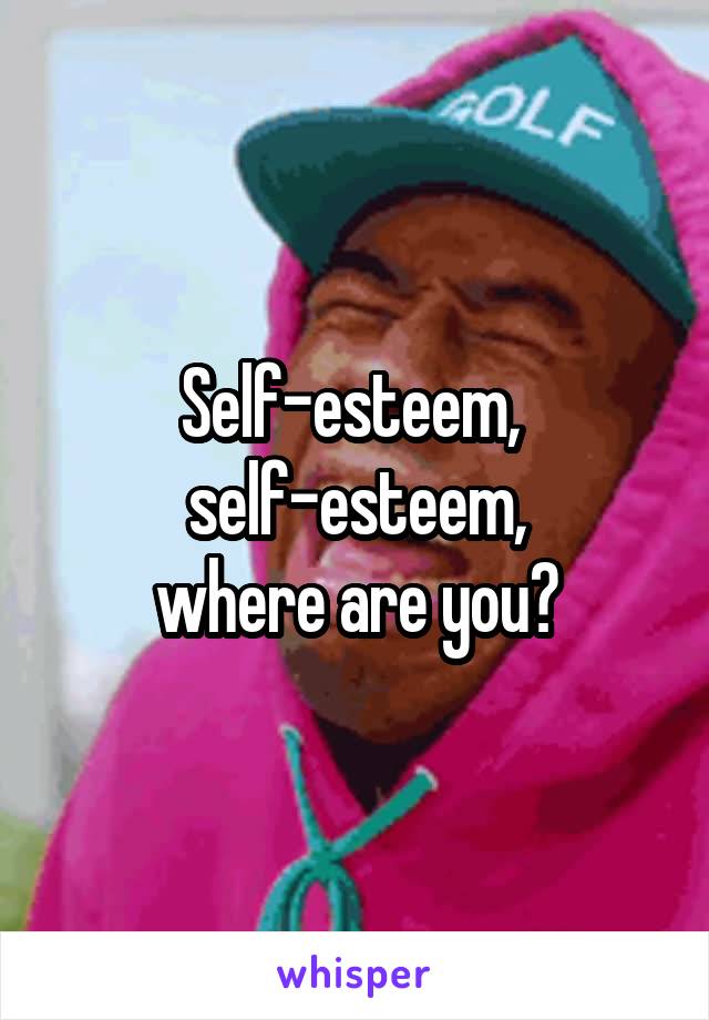Self-esteem, 
self-esteem,
where are you?