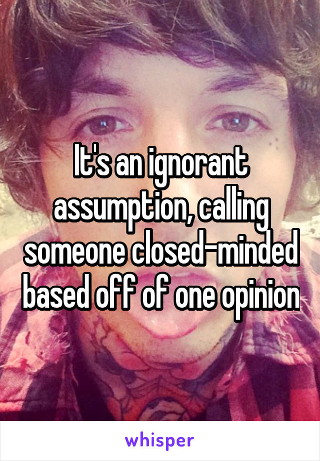 It's an ignorant assumption, calling someone closed-minded based off of one opinion