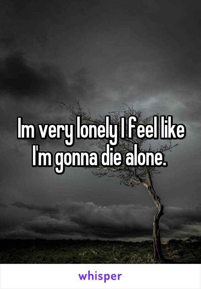Im very lonely I feel like I'm gonna die alone. 