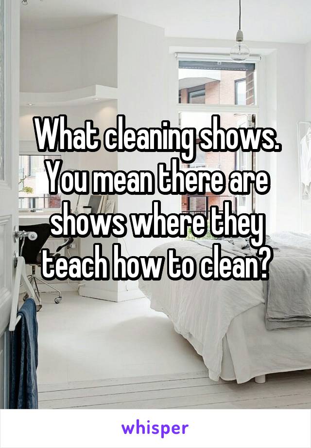 What cleaning shows. You mean there are shows where they teach how to clean?
