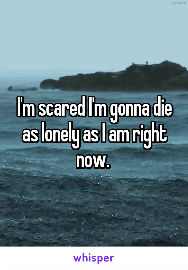 I'm scared I'm gonna die as lonely as I am right now. 
