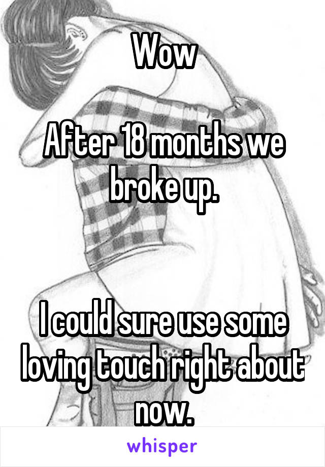 Wow

After 18 months we broke up.


I could sure use some loving touch right about now.