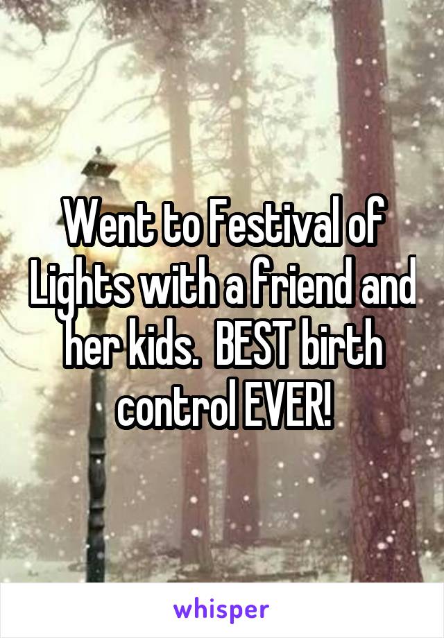 Went to Festival of Lights with a friend and her kids.  BEST birth control EVER!