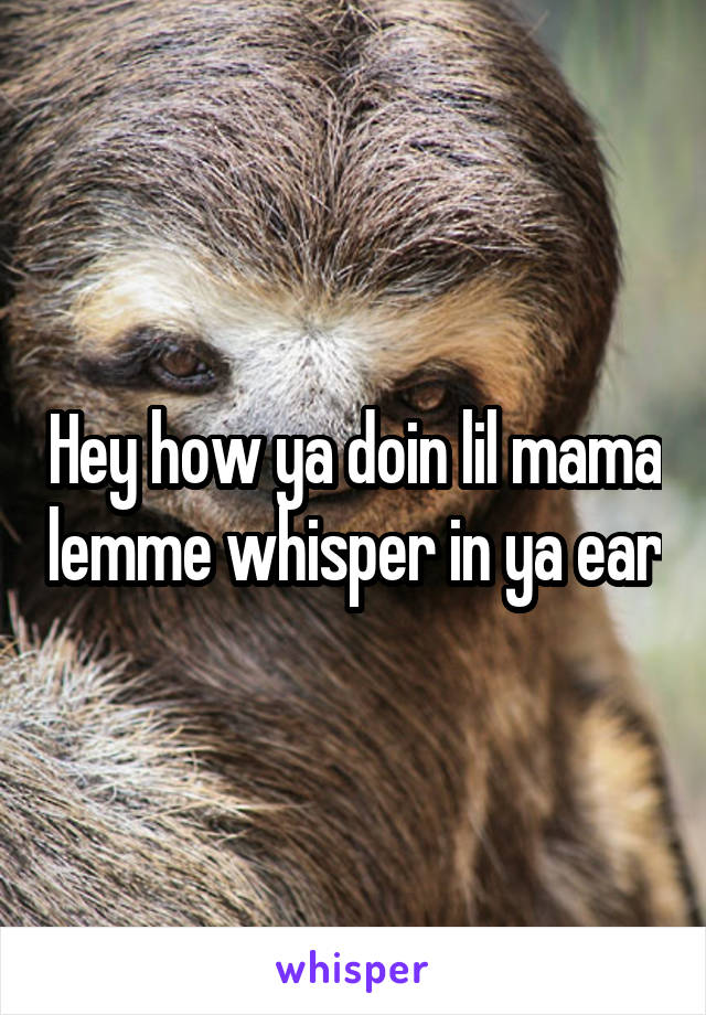 Hey how ya doin lil mama lemme whisper in ya ear