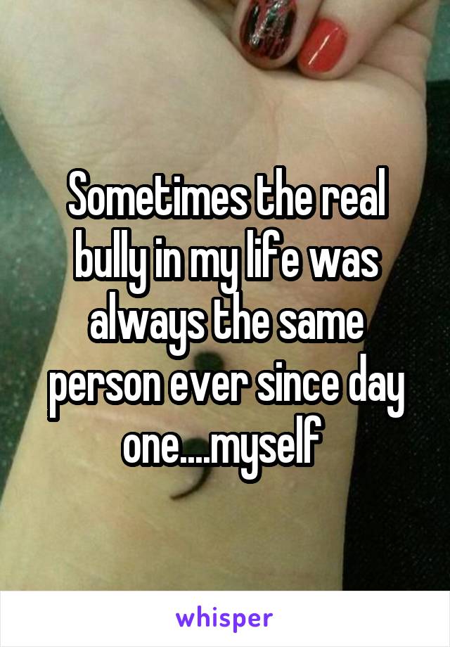 Sometimes the real bully in my life was always the same person ever since day one....myself 