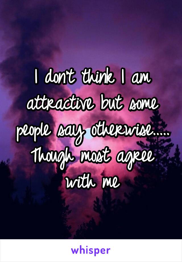 I don't think I am attractive but some people say otherwise..... Though most agree with me