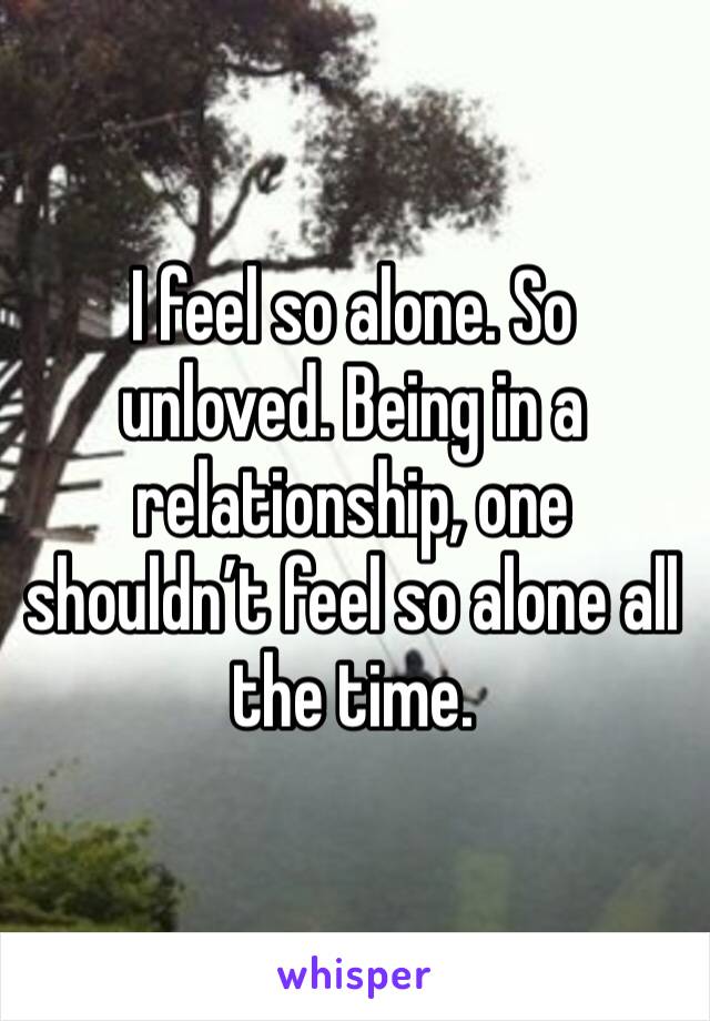 I feel so alone. So unloved. Being in a relationship, one shouldn’t feel so alone all the time. 
