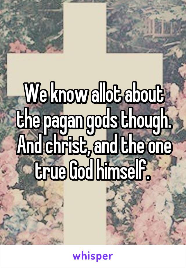 We know allot about the pagan gods though. And christ, and the one true God himself. 