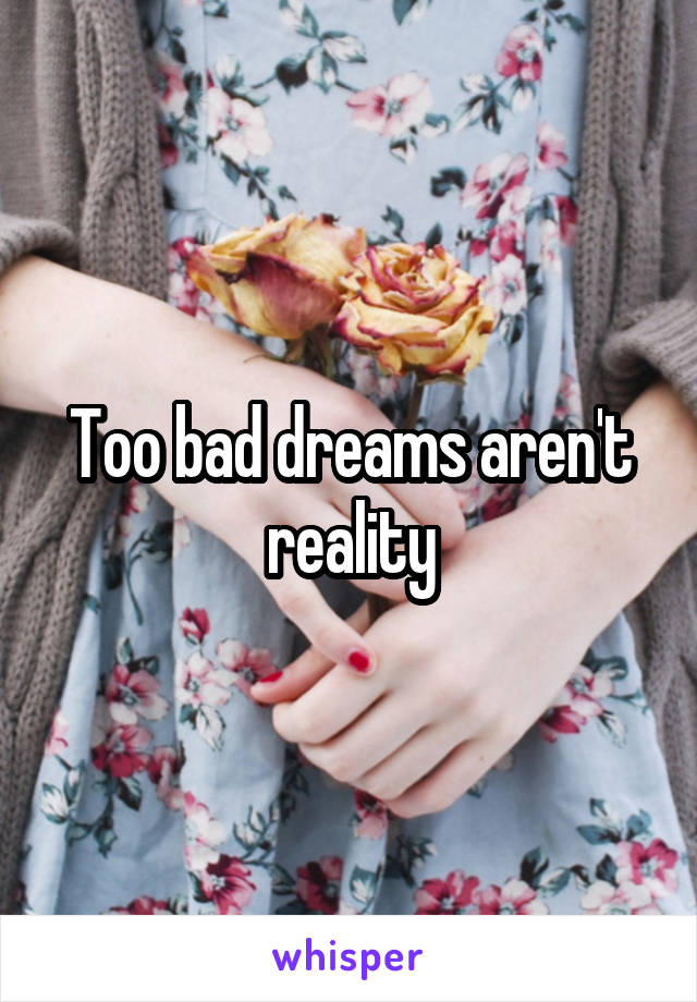 Too bad dreams aren't reality