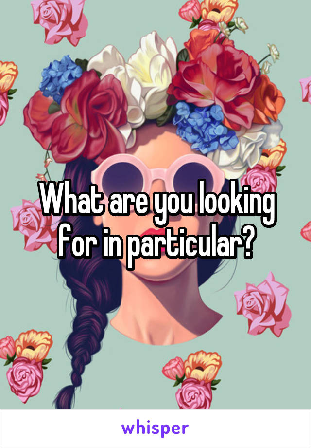 What are you looking for in particular?