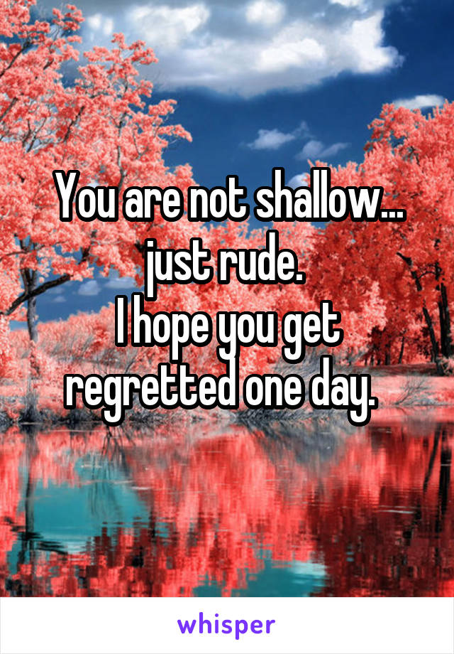 You are not shallow... just rude. 
I hope you get regretted one day.  
