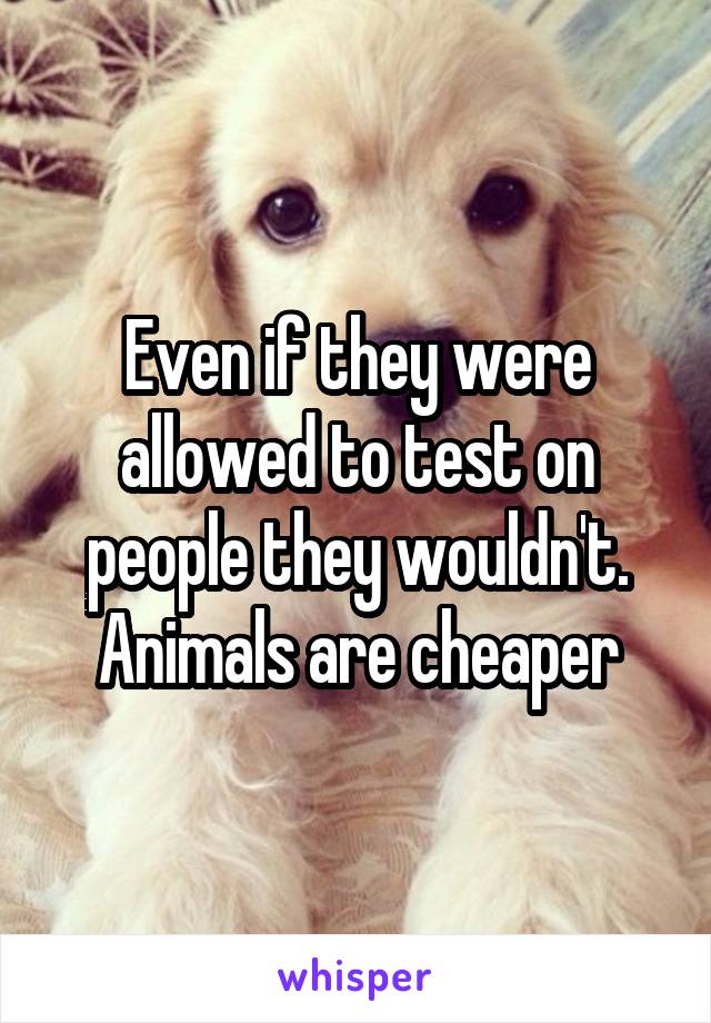 Even if they were allowed to test on people they wouldn't. Animals are cheaper