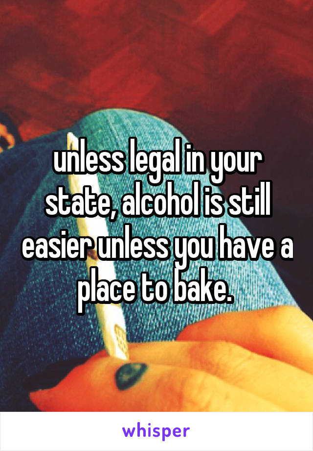 unless legal in your state, alcohol is still easier unless you have a place to bake. 