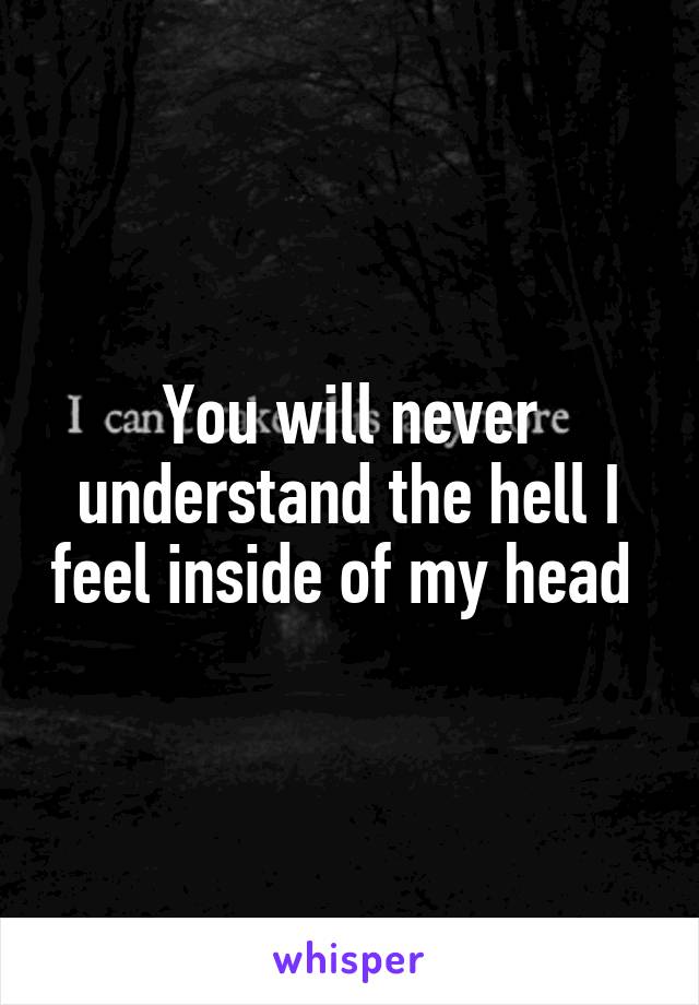 You will never understand the hell I feel inside of my head 