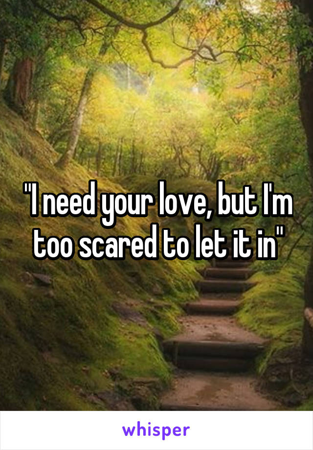 "I need your love, but I'm too scared to let it in"
