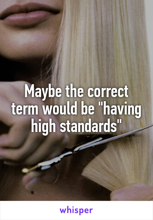 Maybe the correct term would be "having high standards"
