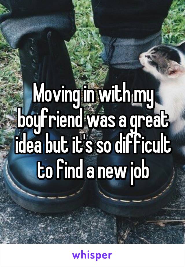 Moving in with my boyfriend was a great idea but it's so difficult to find a new job