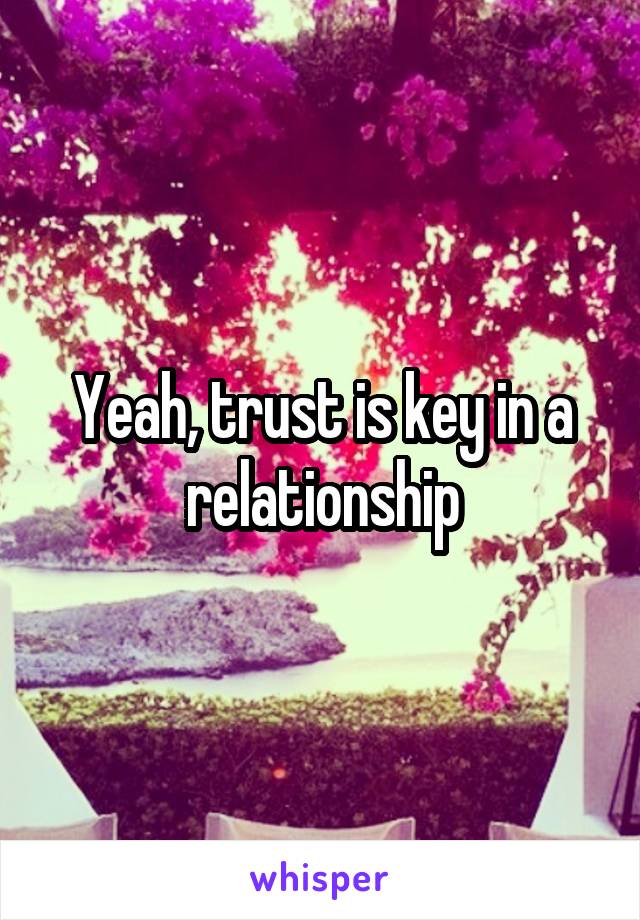 Yeah, trust is key in a relationship