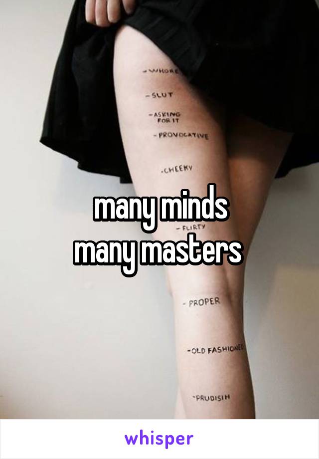 many minds
many masters 