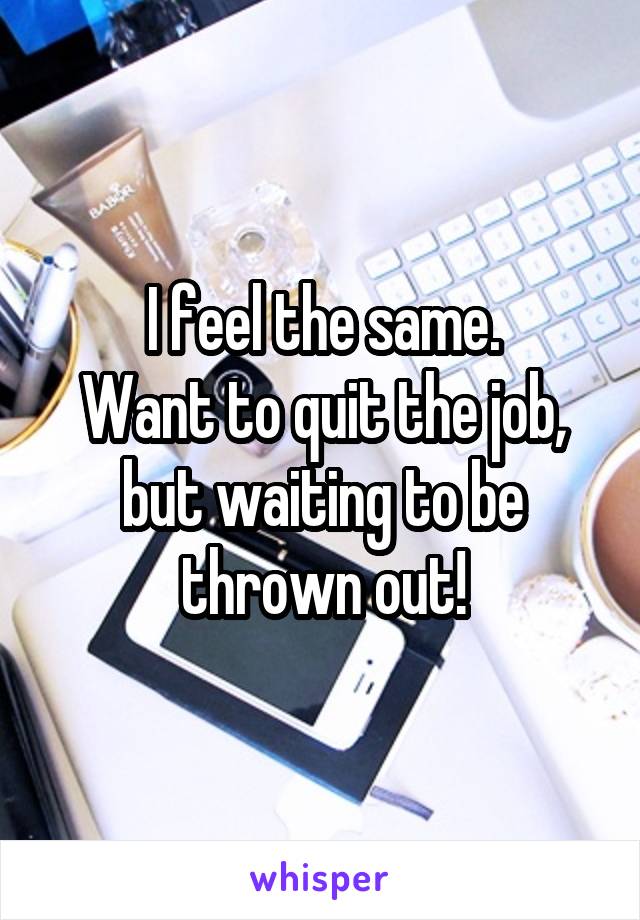 I feel the same.
Want to quit the job, but waiting to be thrown out!