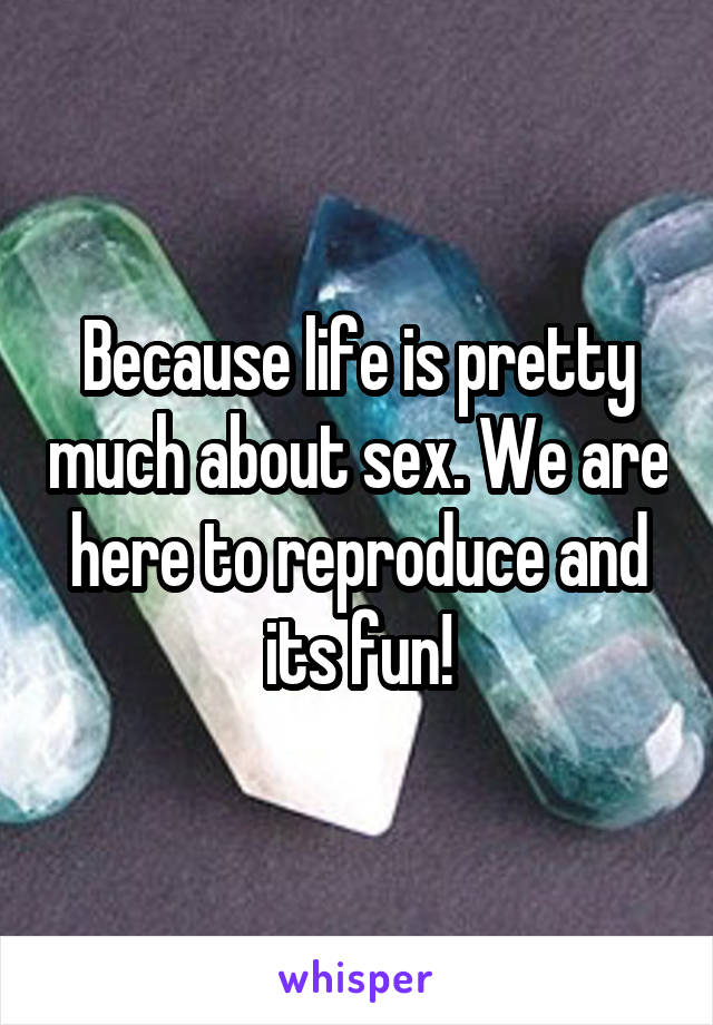 Because life is pretty much about sex. We are here to reproduce and its fun!