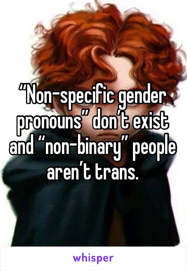 “Non-specific gender pronouns” don’t exist and “non-binary” people aren’t trans.